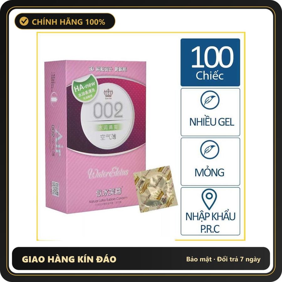 (Che Tên) Bao Cao Su HA 0.02 Gia Đình, Khách Sạn, Nhà Nghỉ Hộp 100 Cái Chuẩn Auth