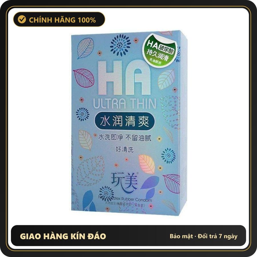 (Che Tên) Bao Cao Su HA Ultra Thin Hộp 100 Cái – Siêu Mỏng, Nhiều Gell Bôi Trơn, Tăng Cảm Giác Khi Yêu Chuẩn Auth