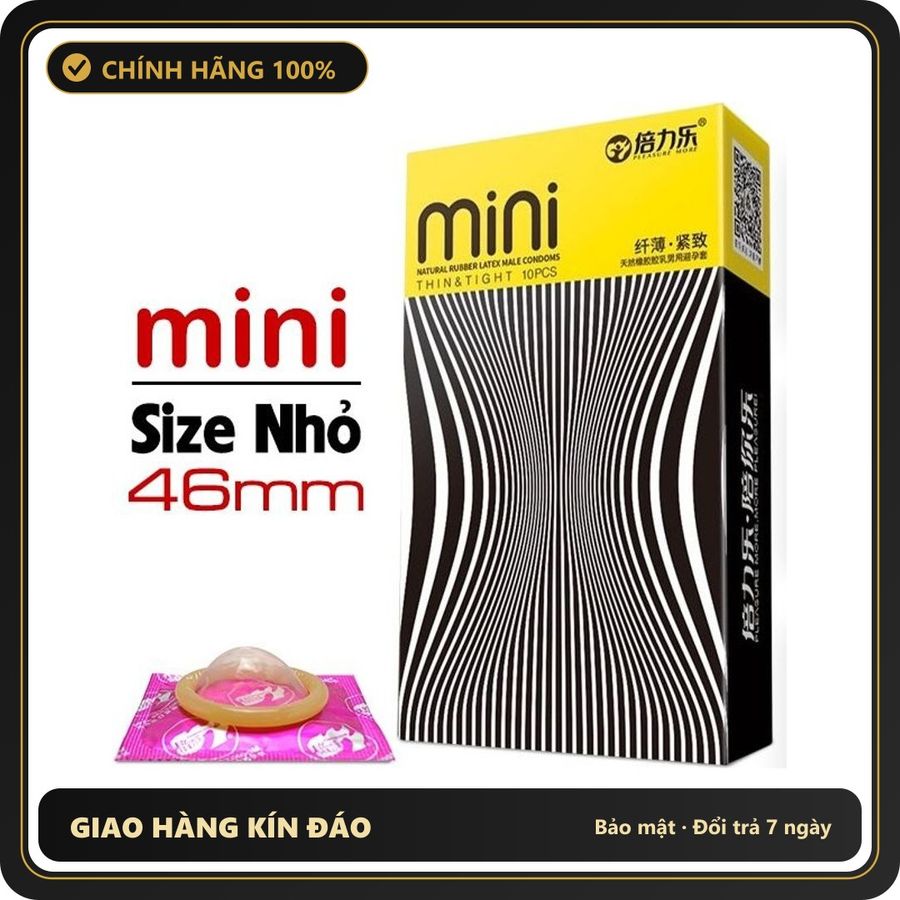 (Che Tên) Bao Cao Su HBM Mini Thin Size Nhỏ 46mm, Siêu Mỏng Nhiều Gel - Hộp 10 Cái Hỗ Trợ 24/7