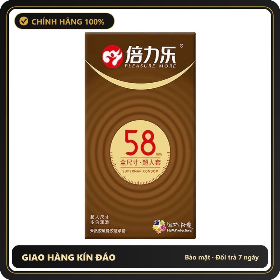 (Che Tên) Bao Cao Su Size Lớn HBM 58mm Superman Siêu Mỏng, Nhiều Gel - Hộp 10 Cái 609365 Bảo Mật Tuyệt Đối