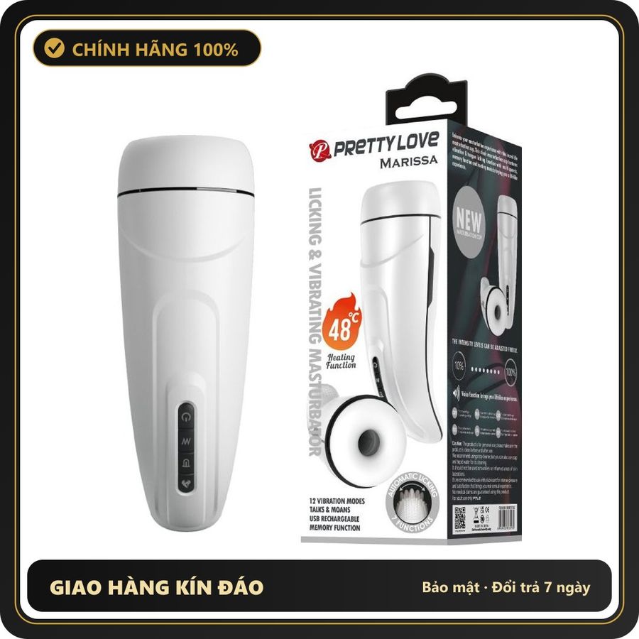 (Che Tên) Âm Đạo Giả Pretty Love Marissa Đa Năng Lõi Silicon 4D Rung Liếm Mạnh 615111 Hộp Trắng Kín