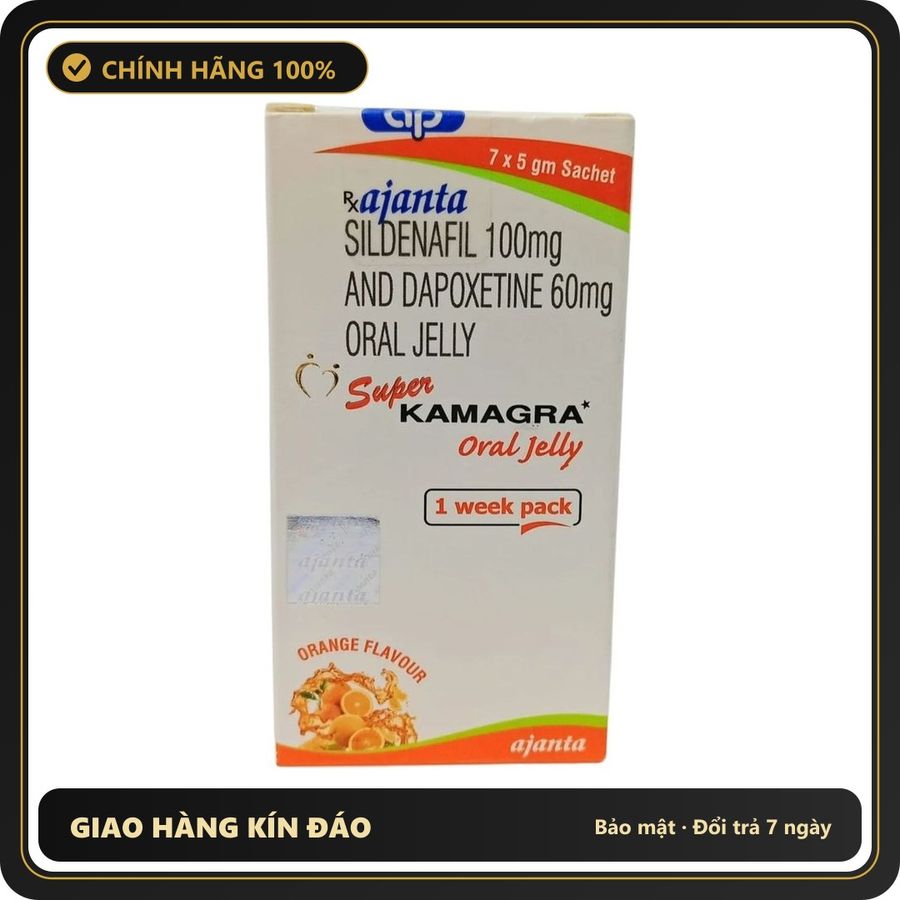 (Che Tên) Thạch Trái Cây Super Kamagaa 100mg Oral Jelly Vị Cam - Hộp 7 Gói Hỗ Trợ 24/7