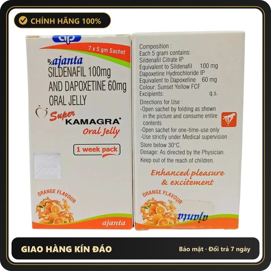 (Che Tên) Thạch Trái Cây Super Kamagaa 100mg Oral Jelly Vị Cam - Lẻ 1 Gói Hỗ Trợ 24/7