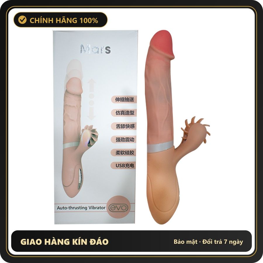 (Che Tên) Dương Vật Giả Evo Mars RRungg Thụt Tỏa Nhiệt + Lưỡi Liếm Cao Cấp Chuẩn Auth
