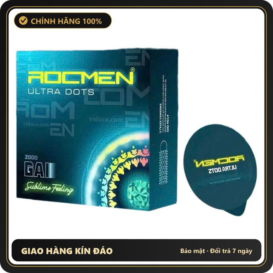(Che Tên) Bao Cao Su Rocmen Siêu Gai + Kéo Dài Thời Gian – Hộp 3 Chính Hãng Chuẩn Auth