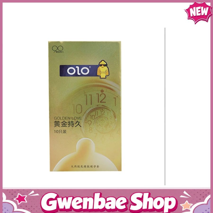Bao cao su siêu mỏng kéo dài thời gian OLO 0.01 Gold - Hộp 10 cái - Gwen Shop Chính Hãng