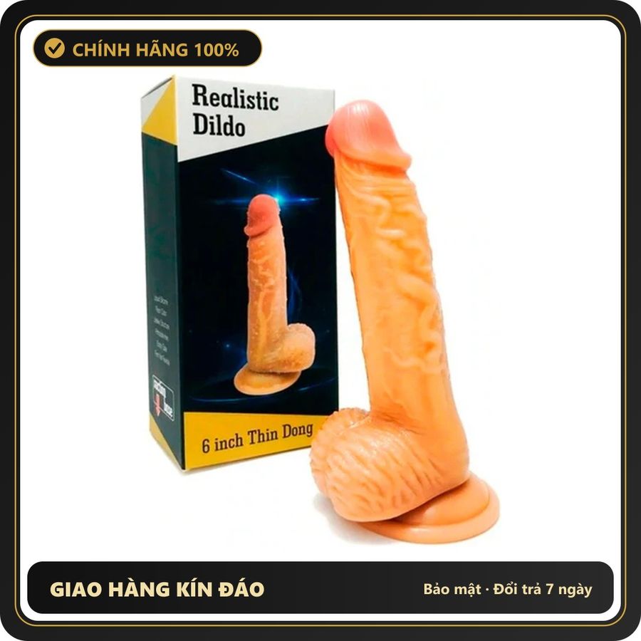 (Che Tên) Dương Vật Giả Realistic Dildo 6 Inch Thin Dong Như Thật Kích Thước 12*3cm Dành Cho Nữ 640884 Cao Cấp Bảo Đảm