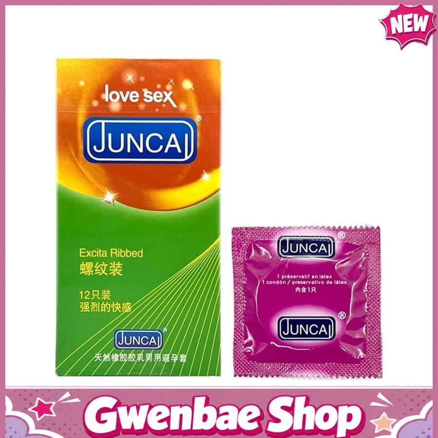Bao cao su gân nhám Juncai Excita Ribble - Hộp 12 cái - Gwen Shop Chính Hãng