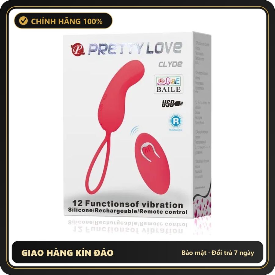 (Che Tên) Trứng Rung Tình Yêu Pretty Love Clyde Không Dây, Sạc USB 650226 Chuẩn Auth