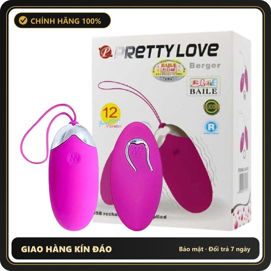 (Che Tên) Trứng Rung Điều Khiển Từ Xa Pretty Love BERGER JENNY 12 Chế Độ 655237 Bảo Mật Tuyệt Đối