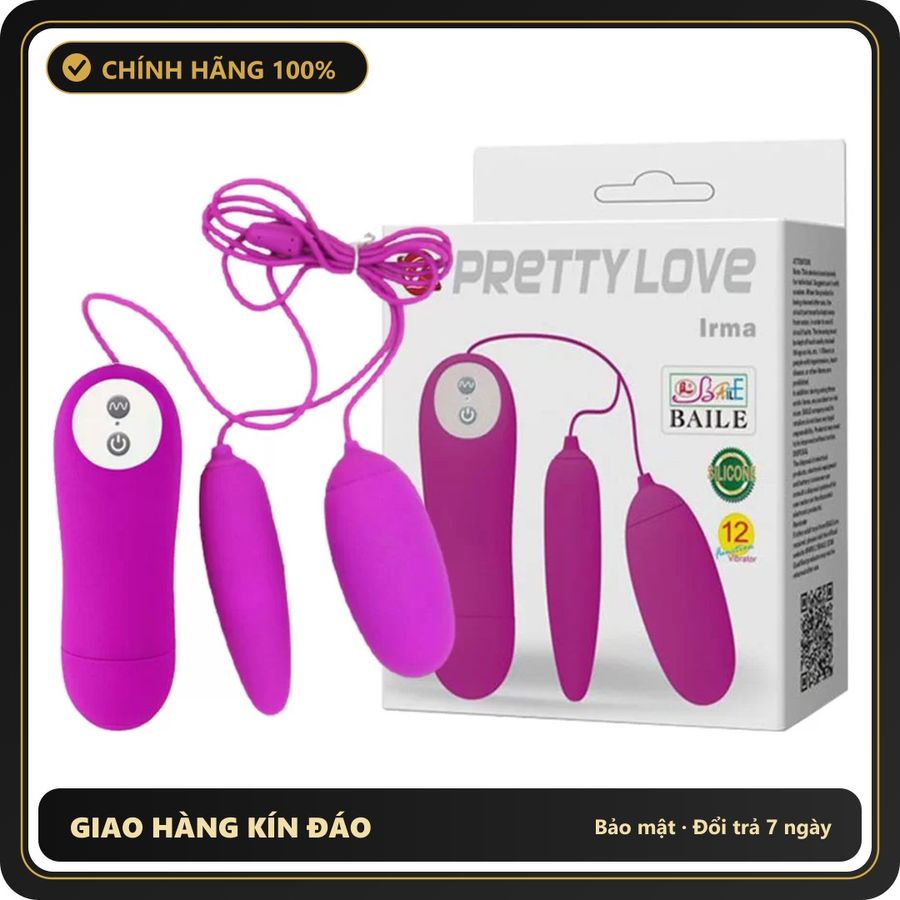 (Che Tên) Trứng Rung Mini Cao Cấp 2 Đầu Pretty Love Irma Baile 12 Chế Độ 656913 Chuẩn Auth