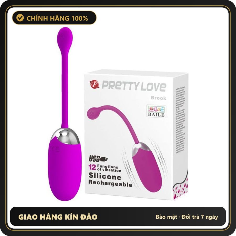 (Che Tên) Trứng Rung Tình Yêu Không Dây Nhỏ Gọn Pretty Love Brook 12 Tầng Xuất Yêu Hộp Trắng Kín