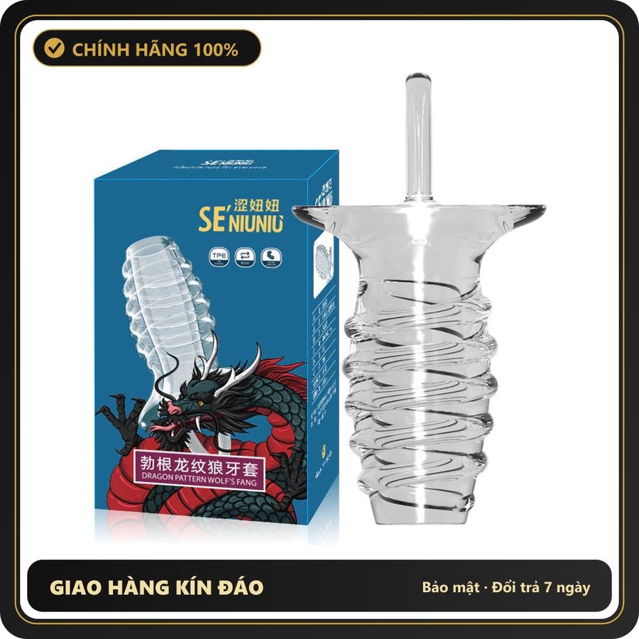 (Che Tên) Bao Cao Su Đôn Dên Hở Đầu Có Quai Đeo Chống Tuột Cuộn Sóng Wolf's Fang - Hàng Mới Về