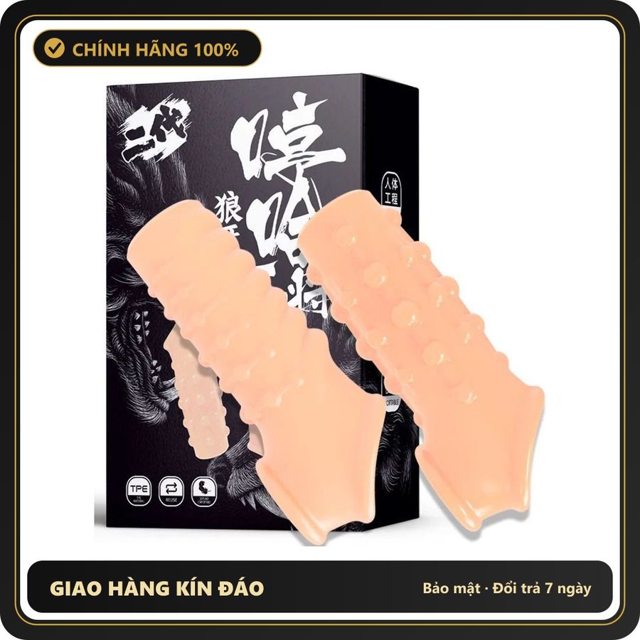 (Che Tên) Bao Cao Su Đôn Khúc Giữa Silicone Có Quai Đeo Shi Niuniu Màu Da Gân Bi Chuẩn Auth