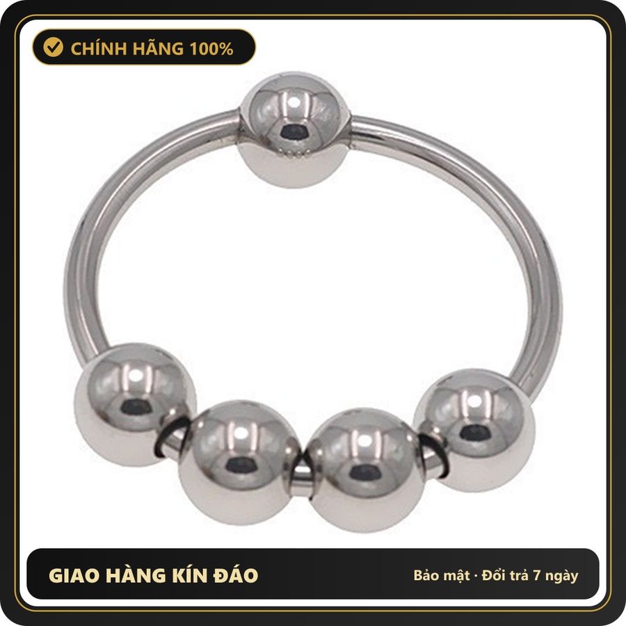 (Che Tên) Vòng Đeo Dương Vật Inox 5 Bi 30mm Hộp Trắng Kín