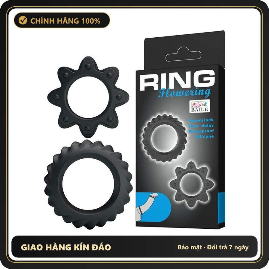 (Che Tên) Bộ 2 Vòng Đeo Dương Vật Cockrings Flowering Giúp Nam Giới Cương Cứng Hơn Chuẩn Auth