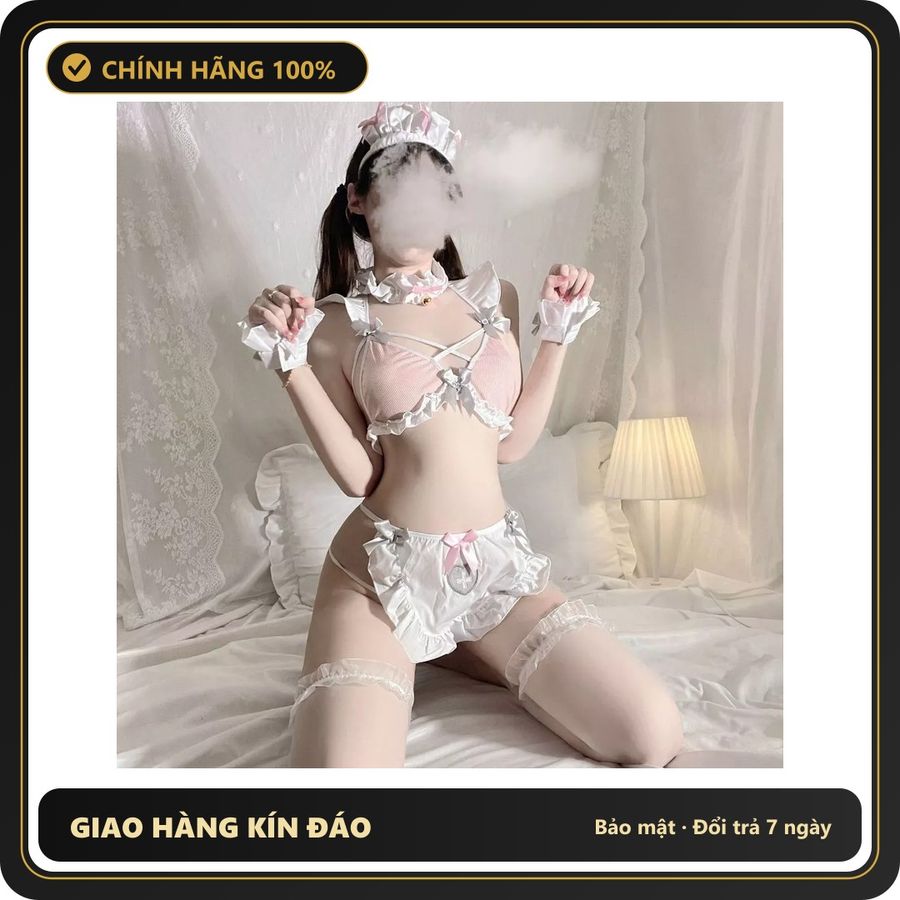 (Che Tên) Cosplay Thỏ Hồng Hư Hỏng Kèm Phụ Kiện Gợi Cảm Bộ Đồ Lót Thỏ Con Kèm Tạp Dề Người Hầu Dáng Yêu Cao Cấp - N780 - Hàng Mới Về
