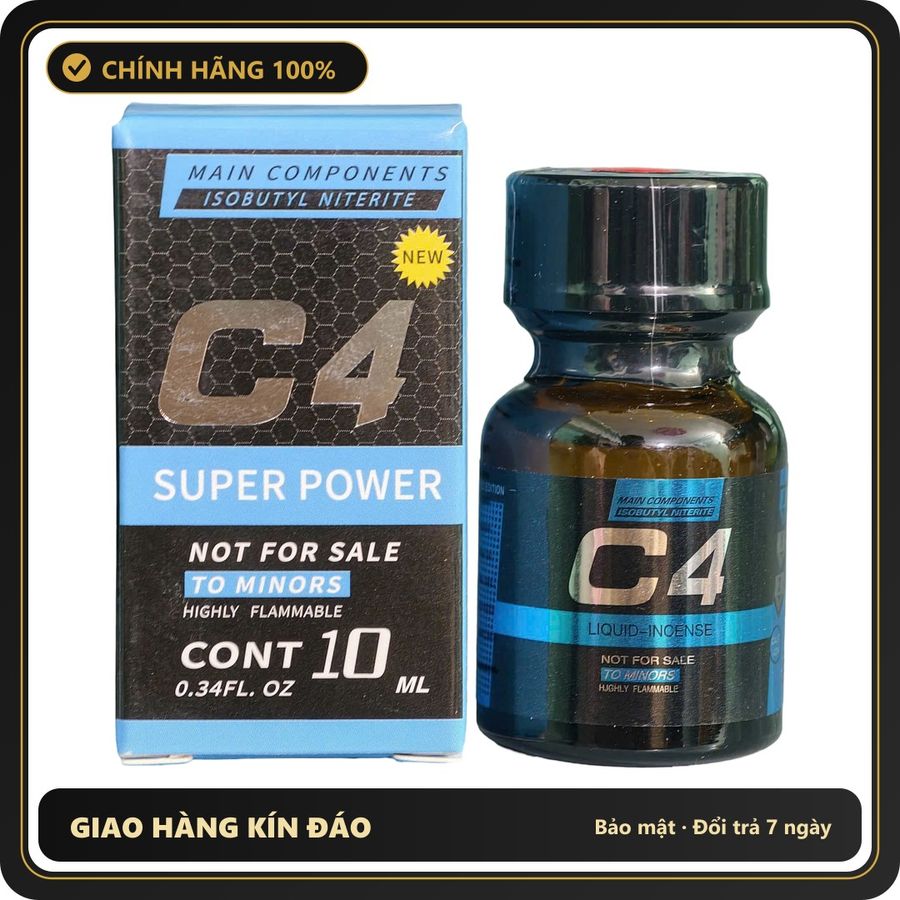 (Che Tên) Popper C4 Super Power Blue 10ml Bảo Mật Tuyệt Đối