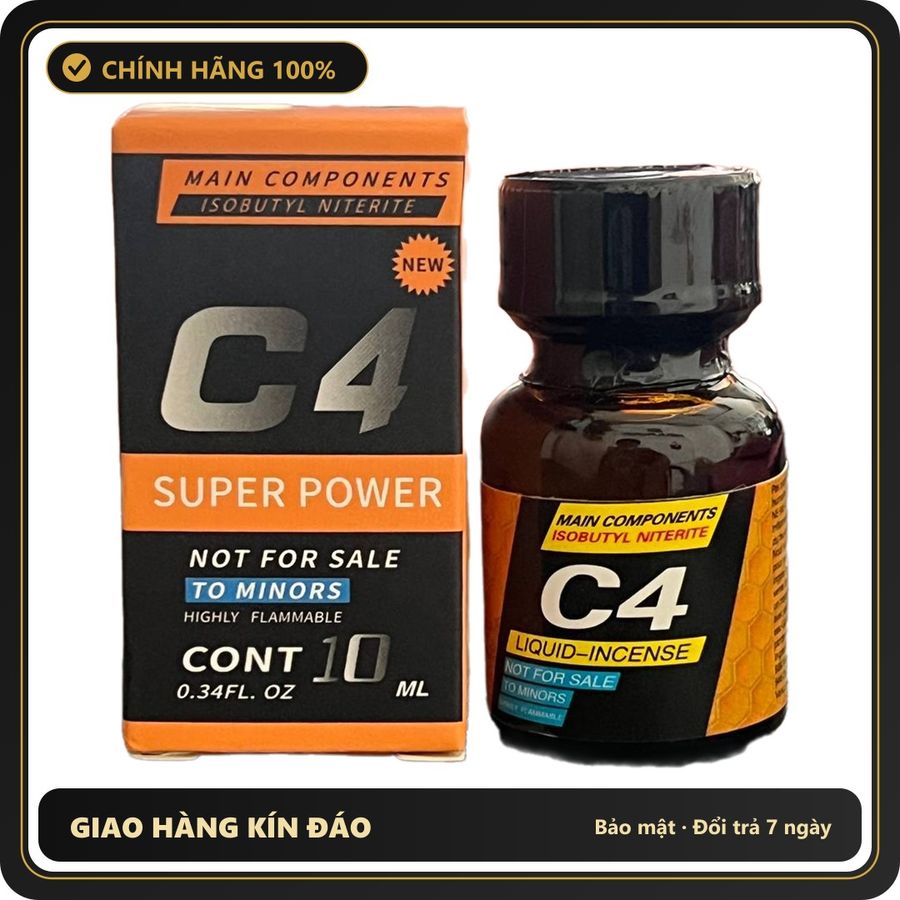 (Che Tên) Chai Hít Tăng Khoái Cảm Popper C4 Black Orange – Chai 10ml Cao Cấp Bảo Đảm