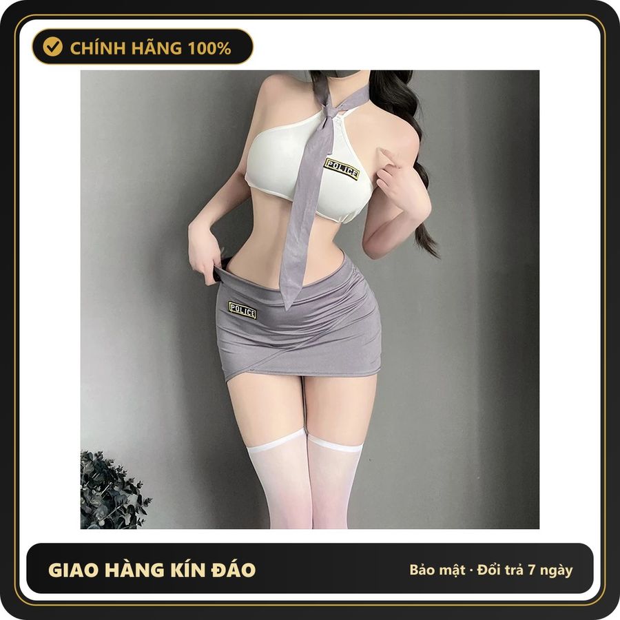 (Che Tên) Cosplay Tiếp Viên Hàng Không Kèm Cà Vạt Siêu Xinh Gợi Cảm Set Police Thuỷ Thủ Ôm Body Quyến Rũ Ngọt Ngào - N325 Xám Giao Nhanh Toàn Quốc