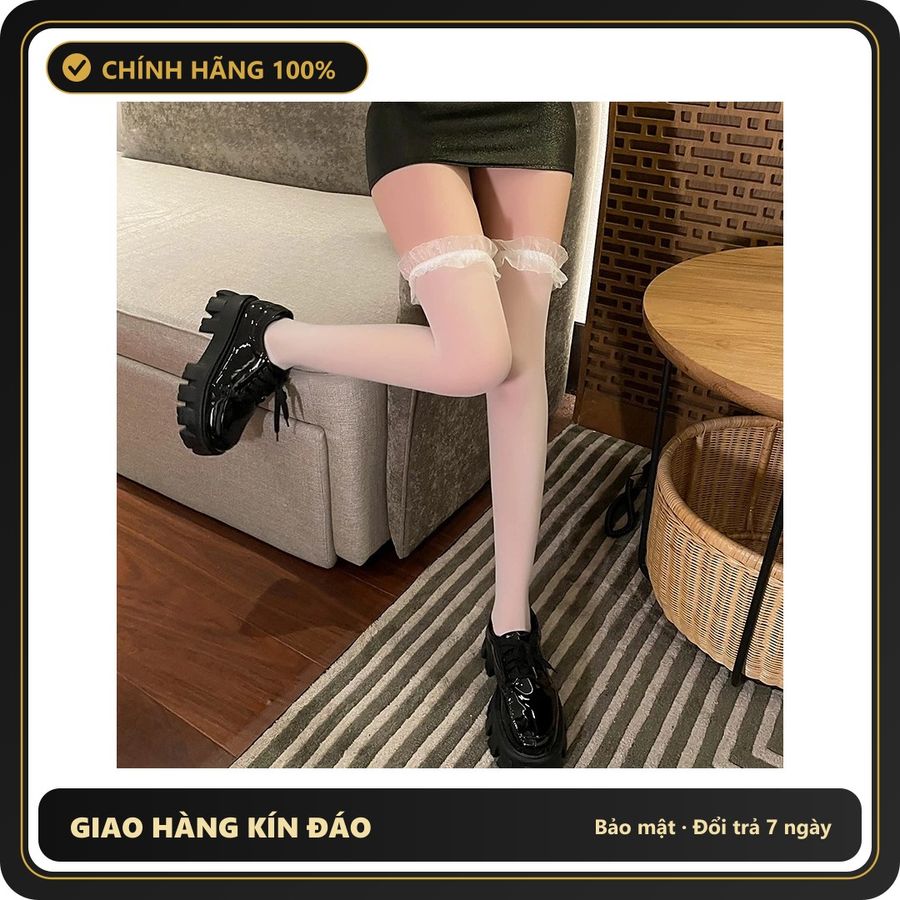(Che Tên) Tất Đùi Lưới Và Lụa Cao Cấp Quần Tất Vớ Học Sinh Hàn Quốc Đáng Yêu Sexy Phối Cùng Trang Phục - Tất Trắng T916 - Hàng Mới Về