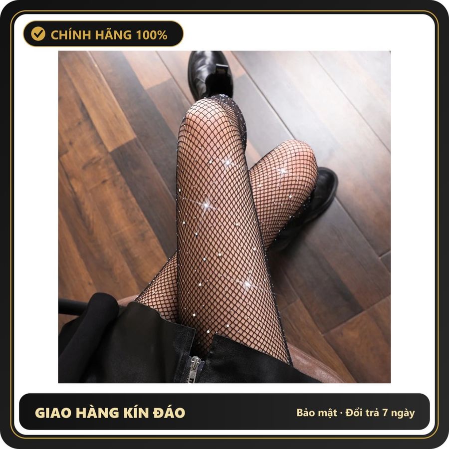 (Che Tên) Tất Đùi Lưới Và Lụa Cao Cấp Quần Tất Vớ Học Sinh Hàn Quốc Đáng Yêu Sexy Phối Cùng Trang Phục - Tất Sáng Đen Lỗ Nhỏ - Hàng Mới Về
