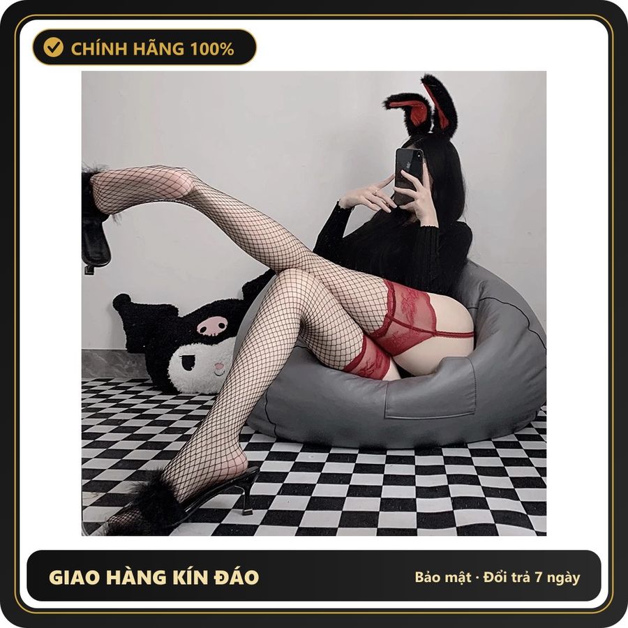 (Che Tên) Tất Đùi Lưới Và Lụa Cao Cấp Quần Tất Vớ Học Sinh Hàn Quốc Đáng Yêu Sexy Phối Cùng Trang Phục – Đỏ Đen - Hàng Mới Về