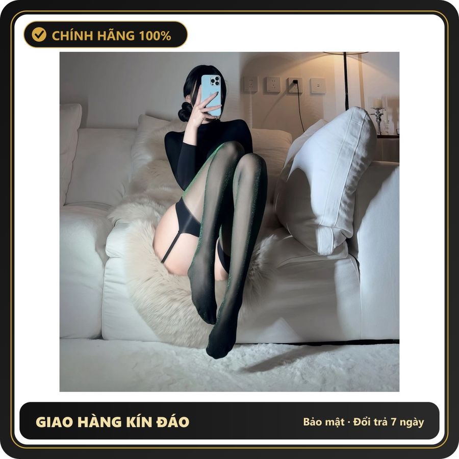 (Che Tên) Tất Đùi Lưới Và Lụa Cao Cấp Quần Tất Vớ Học Sinh Hàn Quốc Đáng Yêu Sexy Phối Cùng Trang Phục – Ánh Nhũ Xanh Lá Giao Nhanh Toàn Quốc