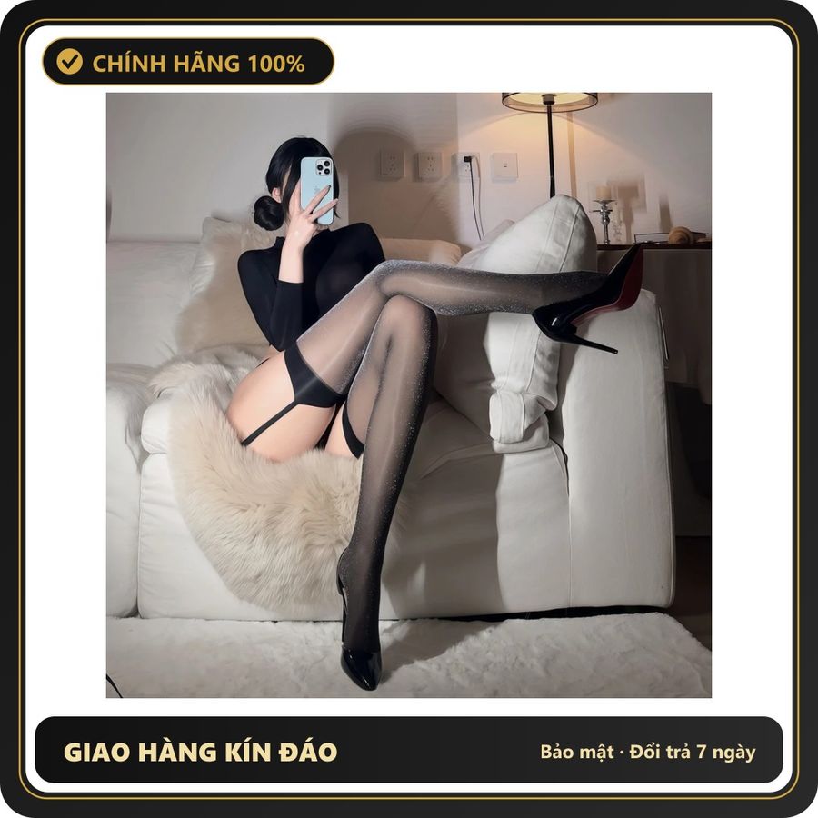 (Che Tên) Tất Đùi Lưới Và Lụa Cao Cấp Quần Tất Vớ Học Sinh Hàn Quốc Đáng Yêu Sexy Phối Cùng Trang Phục – Ánh Nhũ Bạc Chuẩn Auth