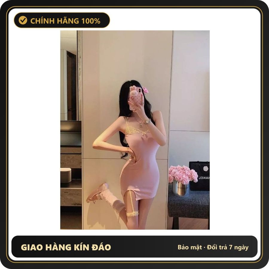 (Che Tên) Váy Ngủ Sexy Ôm Body Tôn Dáng Siêu Xinh Quyến Rũ Đầm 2 Dây Mặc Nhà Sang Xịn Gợi Cảm - N163 Hồng Bảo Mật Tuyệt Đối