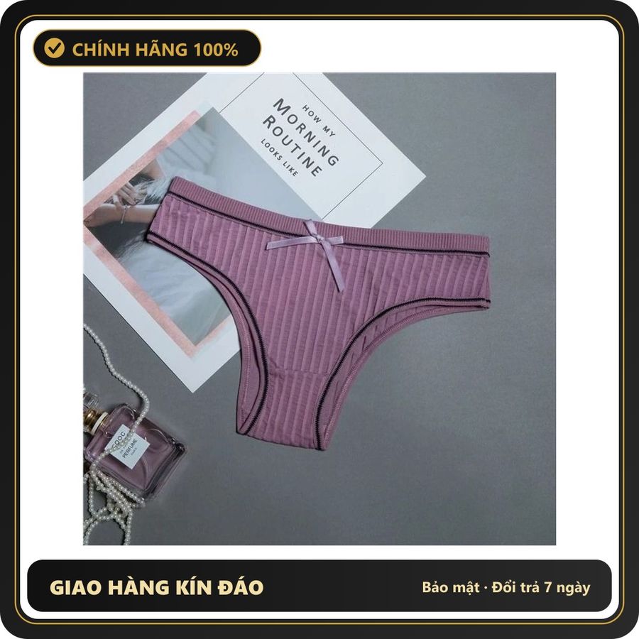 (Che Tên) Quần Lót Nữ Bikini Thoáng Khí Thun Gân Cotton Đính Nơ - T321 Tím Cao Cấp Bảo Đảm