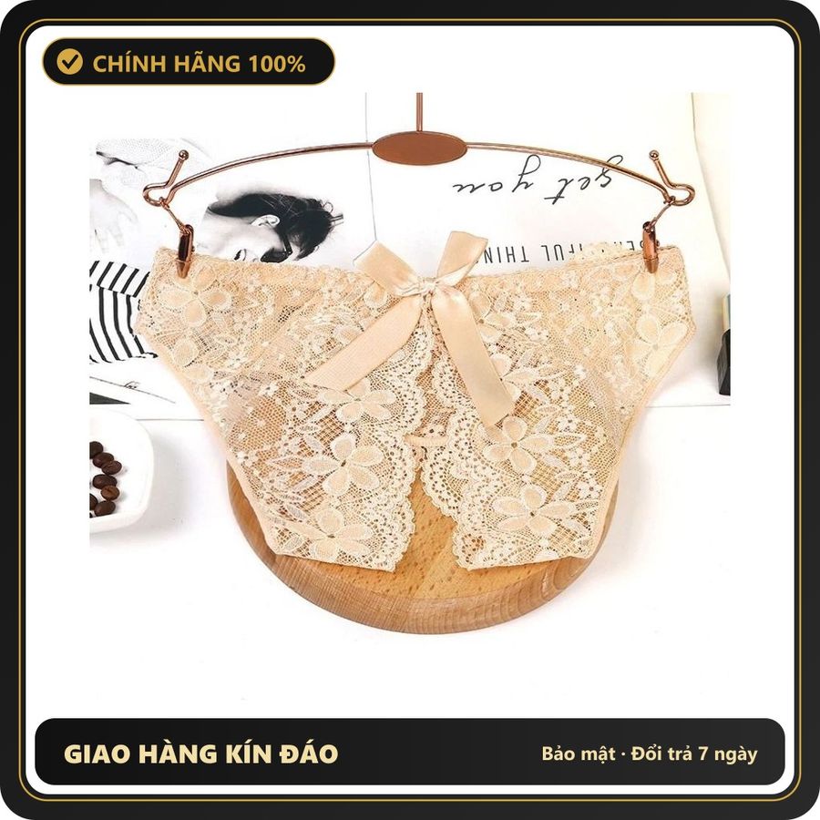 (Che Tên) Quần Lót Sexy Ren Hoa Sịp Nữ Khoét Đũng Phối Nơ - T306 Nude Cao Cấp Bảo Đảm