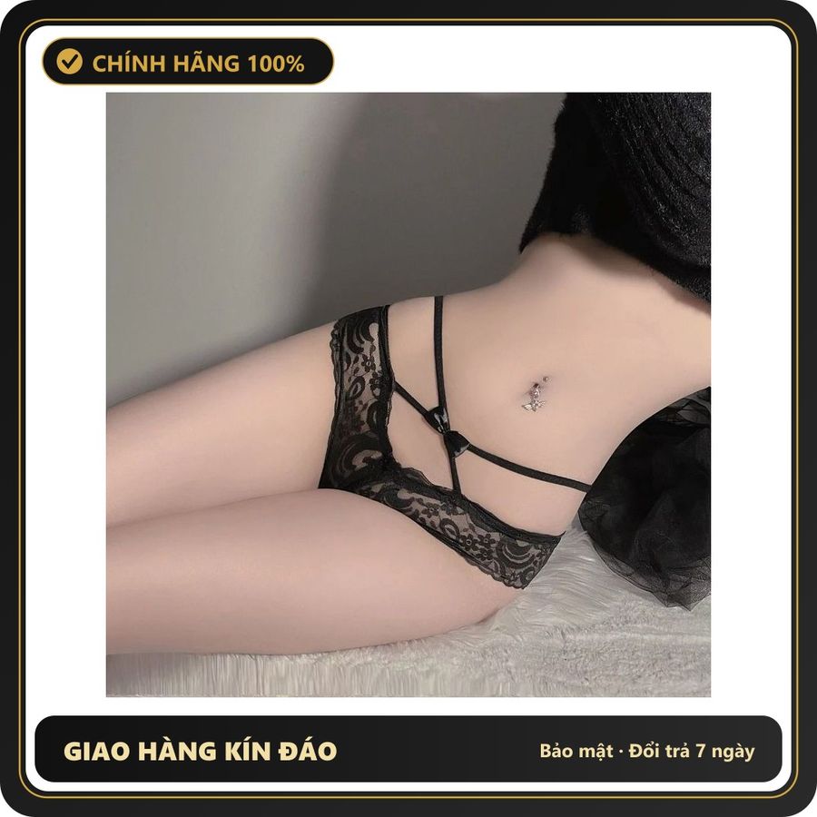 (Che Tên) Quần Lót Lọt Khe Ren Xuyên Thấu Sexy Gợi Cảm Quần Sịp Nữ Xẻ Đáy Mềm Mịn Quyến Rũ - T309 Đen Giao Nhanh Toàn Quốc