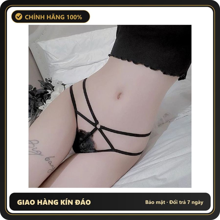 (Che Tên) Quần Lọt Khe Sexy Phối Dây Chéo Quyến Rũ Gợi Cảm Quần Lót Ren Xuyên Thấu Tôn Dáng - T341 Đen Chuẩn Auth