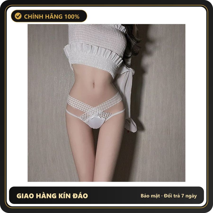 (Che Tên) Quần Lót Sexy Phối Ren Cạp Chéo Lụa Băng Mềm Mịn Co Giãn Tốt - T349 Trắng Hỗ Trợ 24/7