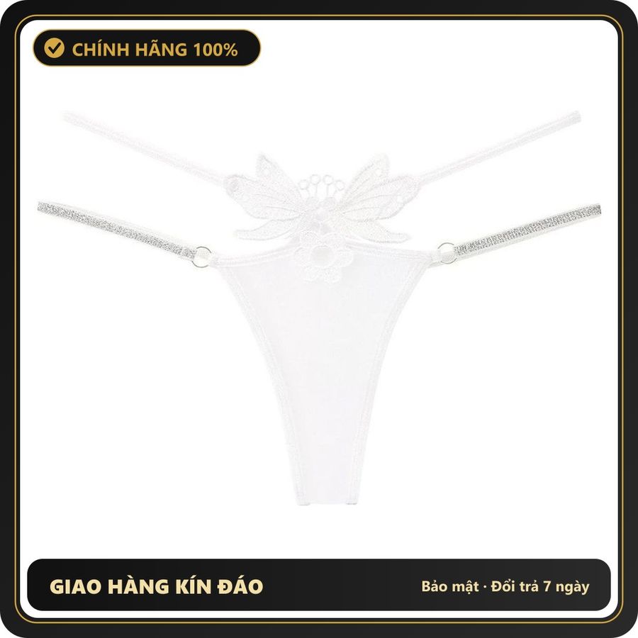 (Che Tên) Quần Lót Lọt Khe Sexy Thêu Hoa Bướm Quyến Rũ Quần Chip Nữ - T361 Trắng Giao Nhanh Toàn Quốc
