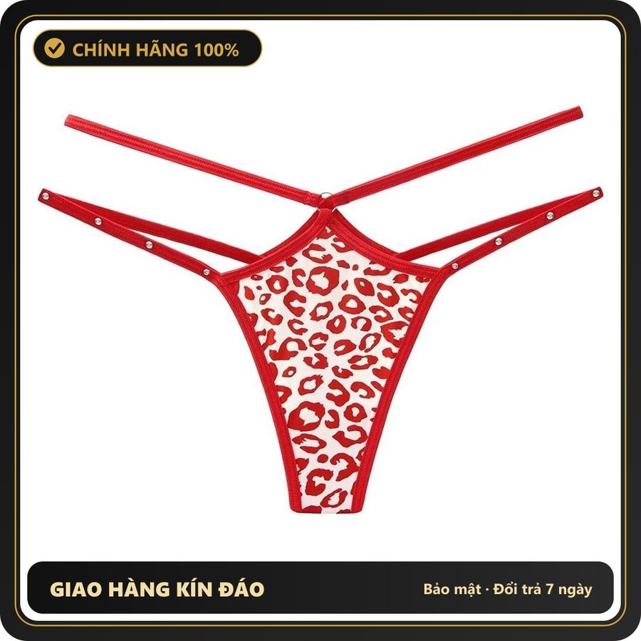 (Che Tên) Quần Lót Lọt Khe Sexy Dây Cạp Chéo Đính Đá Lấp Quần Chip Nữ Da Báo - T363 Đỏ Cao Cấp Bảo Đảm