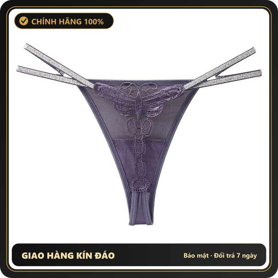 (Che Tên) Quần Lót Lọt Khe Sexy Họa Tiết Bướm Gợi Cảm – T359 Tím - Hàng Mới Về