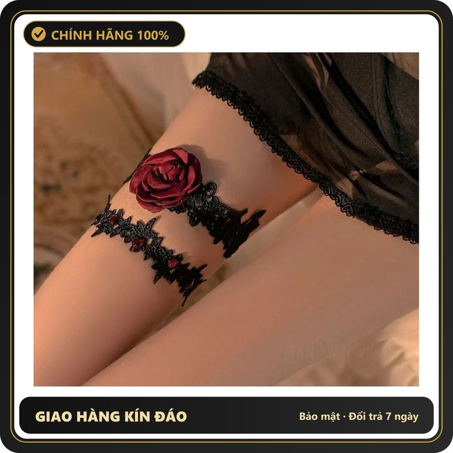 (Che Tên) Vòng Chân Ren Hoa Hồng Đáng Yêu Gợi Cảm Choker Đùi Rose Phối Đồ Cosplay Sexy Quyến Rũ - T509 Đen - Hàng Mới Về