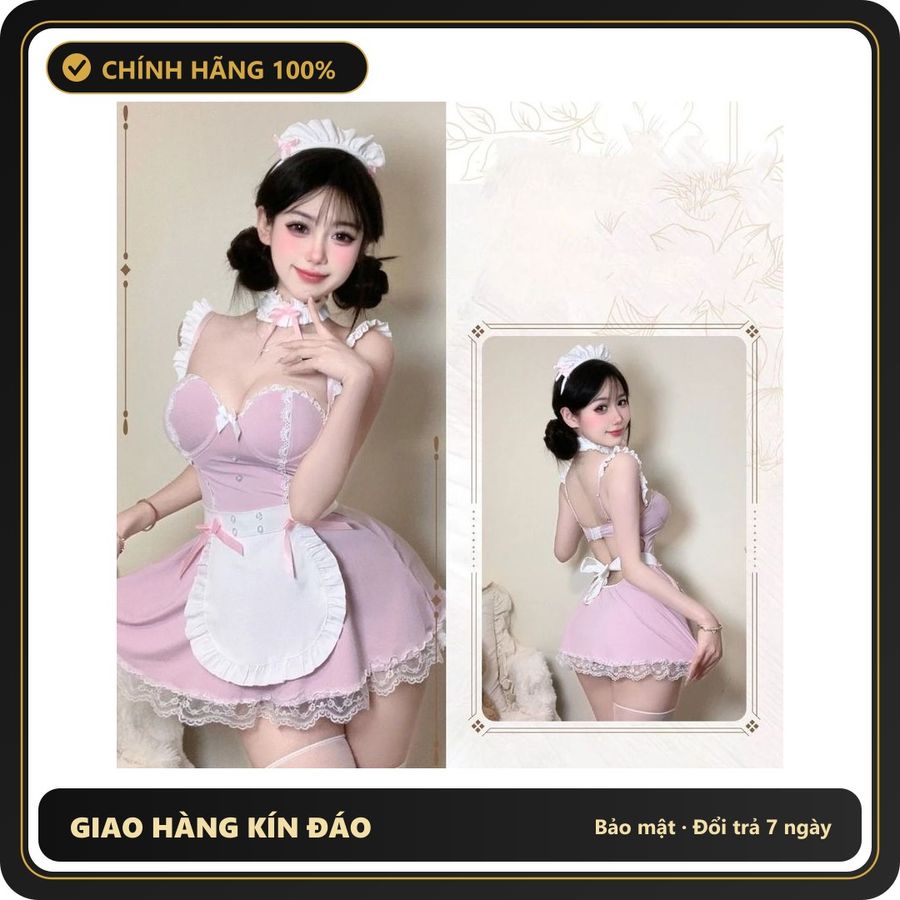 (Che Tên) Váy Ngủ Cosplay Hầu Gái Maid Cao Cấp Có Gọng Nâng Ngực Quyến Rũ Set Hoá Trang Nàng Hầu Anime Xinh Yêu - N579 Hồng Giao Nhanh Toàn Quốc