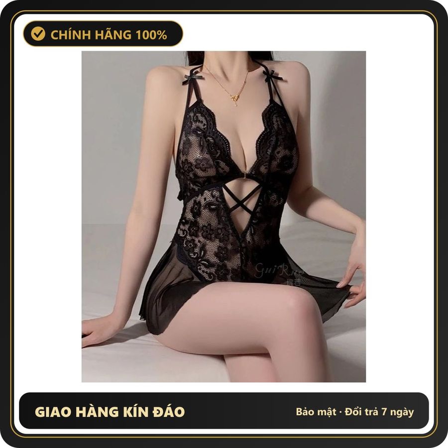 (Che Tên) Đồ Ngủ Jumpsuit Nữ Liền Thân Xuyên Thấu Khoét Đáy Bodysuit - N514 Đen Hỗ Trợ 24/7