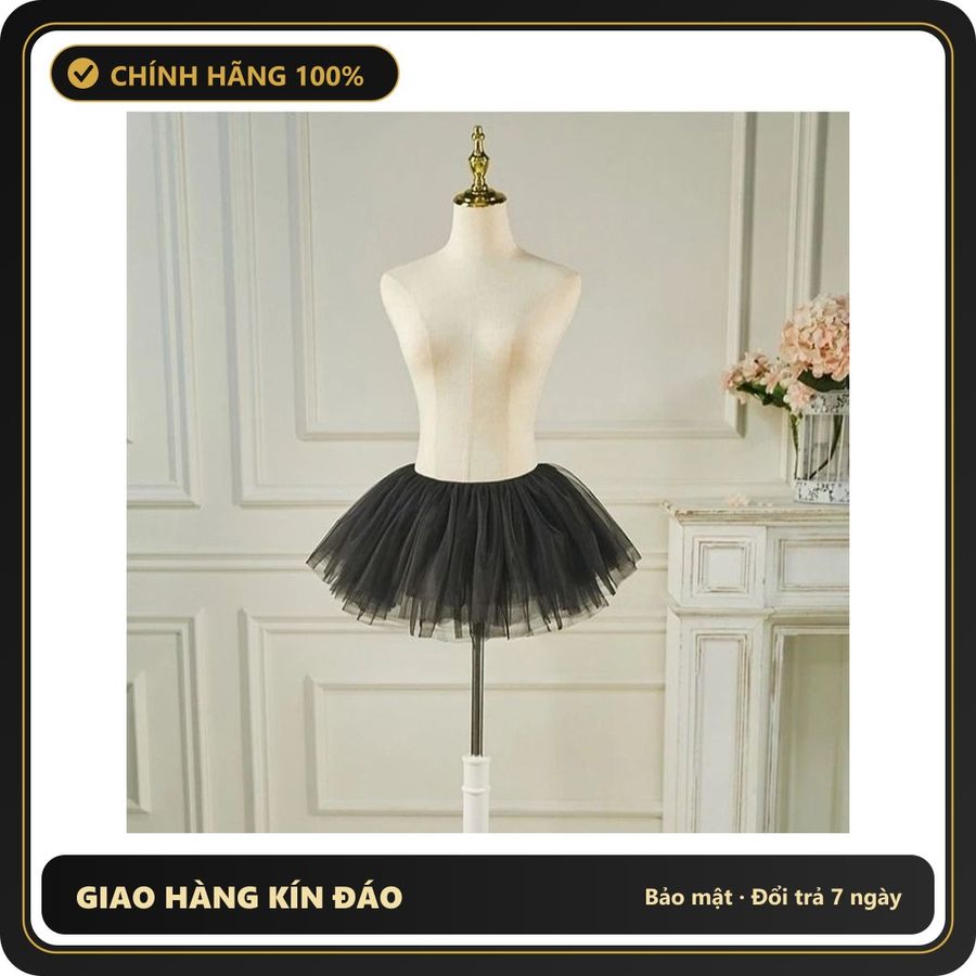 (Che Tên) Váy Tutu Ngắn 6 Lớp Mềm Mại Phối Chân Váy Xoè Tiểu Thư - N156 Đen Giao Nhanh Toàn Quốc