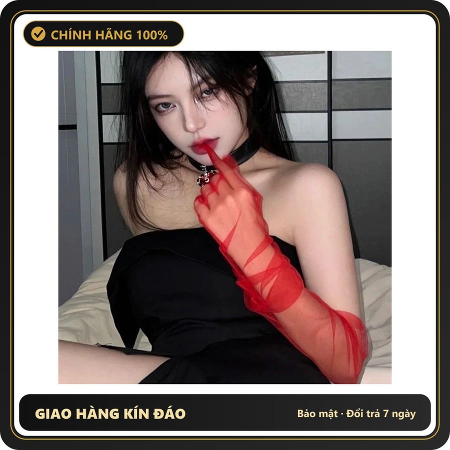 (Che Tên) Găng Tay Lưới Xuyên Thấu Phối Đồ Cosplay Đi Tiệc Sexy Quyến Rũ Bao Tay Cưới Cô Dâu Trong Suốt Gợi Cảm - T514 Đỏ Bảo Mật Tuyệt Đối