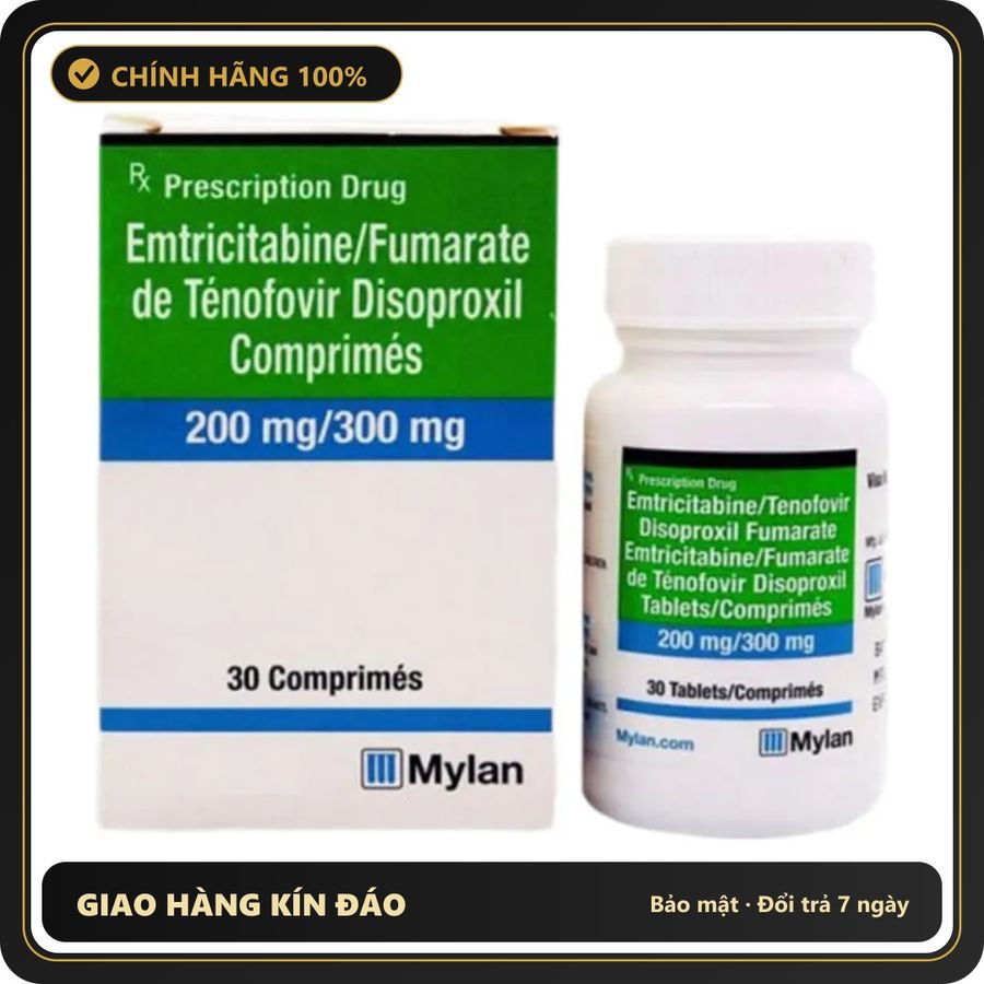 (Che Tên) PrEPP Mylan - Dự Phòng Ngựa Trước Phơi Nhiễm HIV Phòng Ngừa Virut HIV - 30 Viên Hộp Trắng Kín