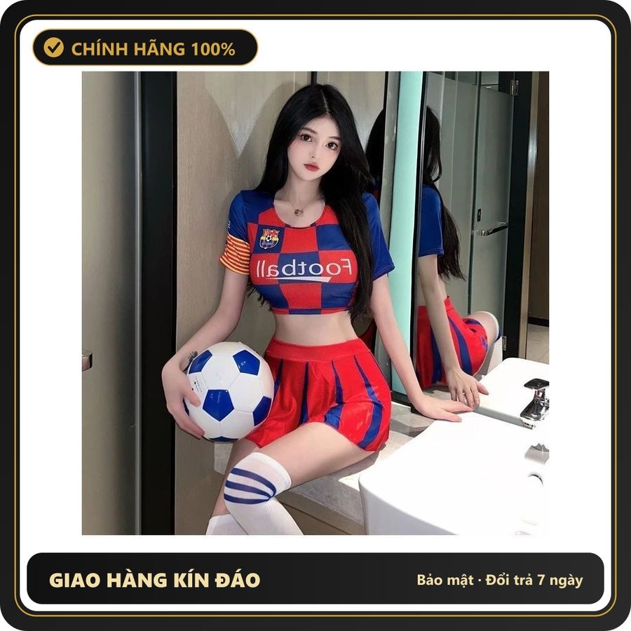 (Che Tên) Cosplay Bóng Đá Sexy Câu Lạc Bộ Thể Thao Hở Ngực Gợi Cảm Set Ngủ - N398 Đỏ Xanh Hộp Trắng Kín