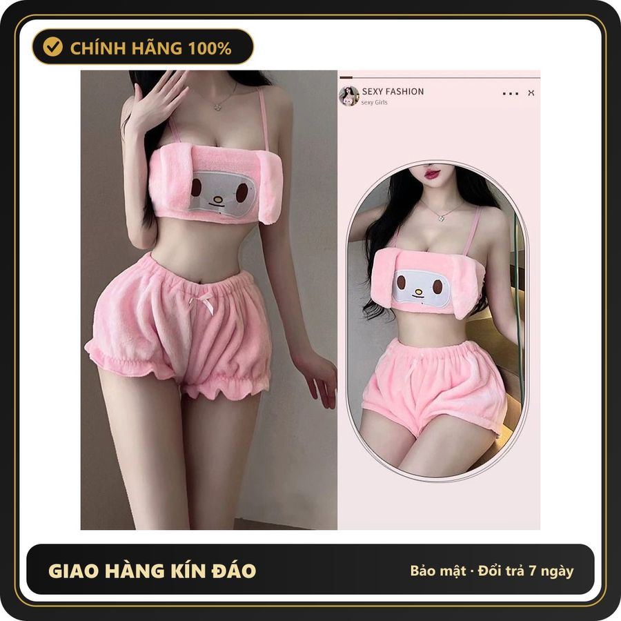 (Che Tên) Bộ Đồ Ngủ Bé Thỏ Bông Dễ Thương Gợi Cảm Set Cosplay Cinnamoroll - N187 Hồng - Hàng Mới Về