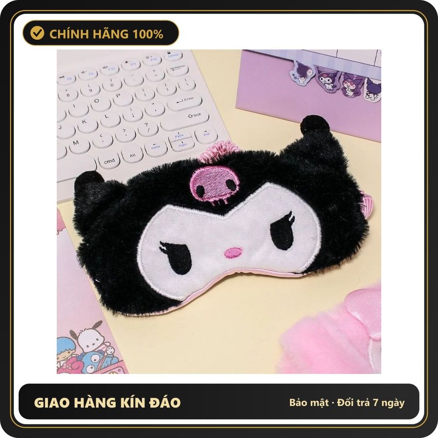 (Che Tên) Bịt Mắt Bé Thỏ Bông Dễ Thương - N187 Đen Chuẩn Auth