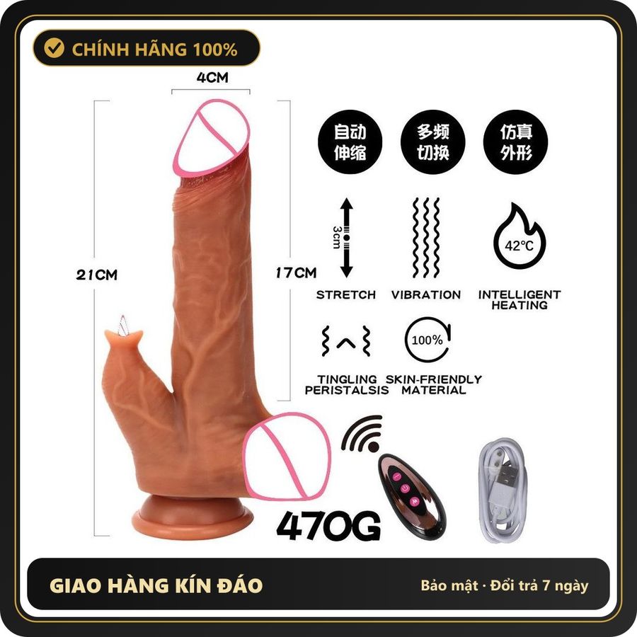 (Che Tên) Dương Vật Massage rung nhấp chuyển động đẩy tới và lui Sưởi Ấm Có Nhánh Meos - Hàng Mới Về
