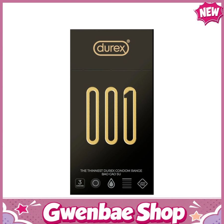 Bao cao su siêu mỏng Durex 001 - Hộp 3 cái - Gwen Shop Chính Hãng