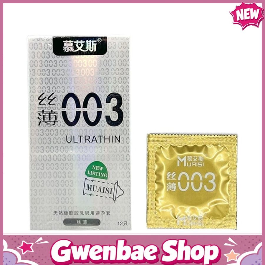 Bao cao su siêu mỏng Muaisi 0.03 Trắng - Hộp 12 cái - Gwen Shop Chính Hãng